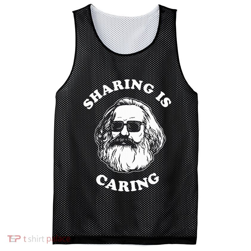 Sharing Is Caring Karl Marx Mesh Reversible Basketball Jersey Tank