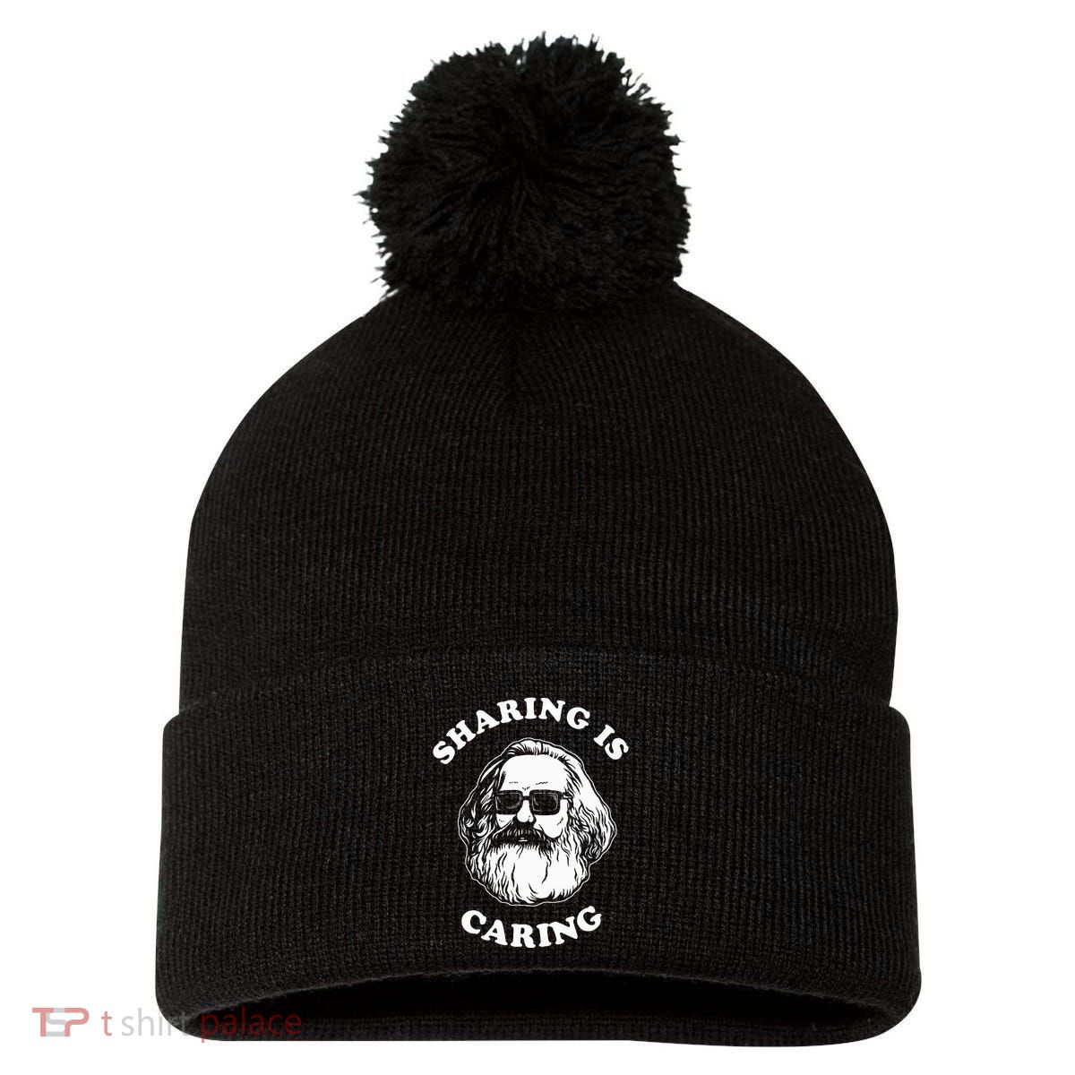 Sharing Is Caring Karl Marx Pom Pom 12in Knit Beanie