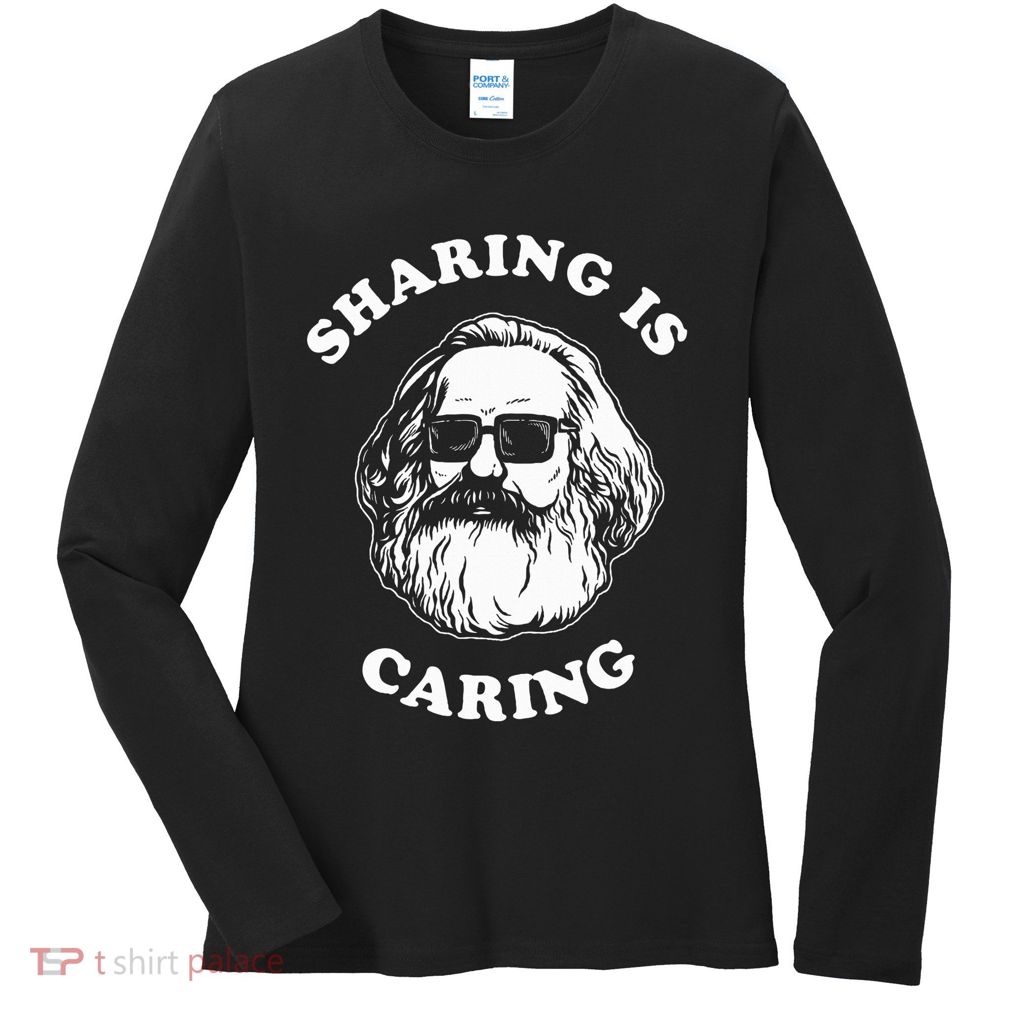 Sharing Is Caring Karl Marx Ladies Long Sleeve Shirt