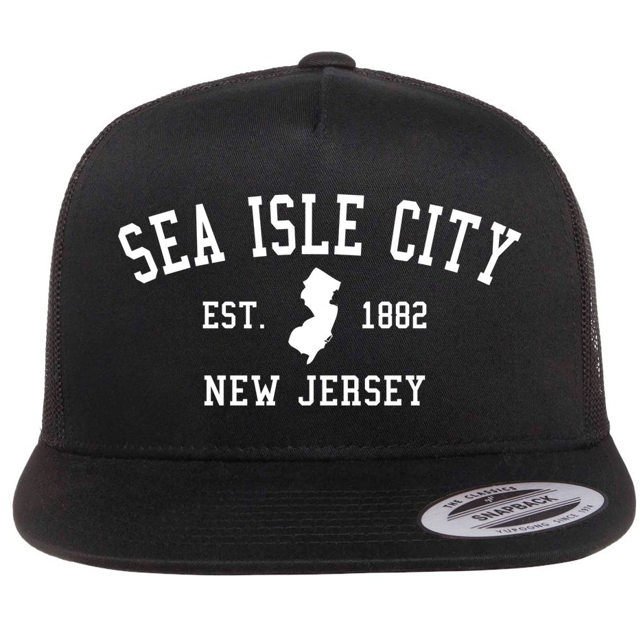 Sea Isle City New Jersey Collegiate Gift Great Gift Flat Bill Trucker Hat