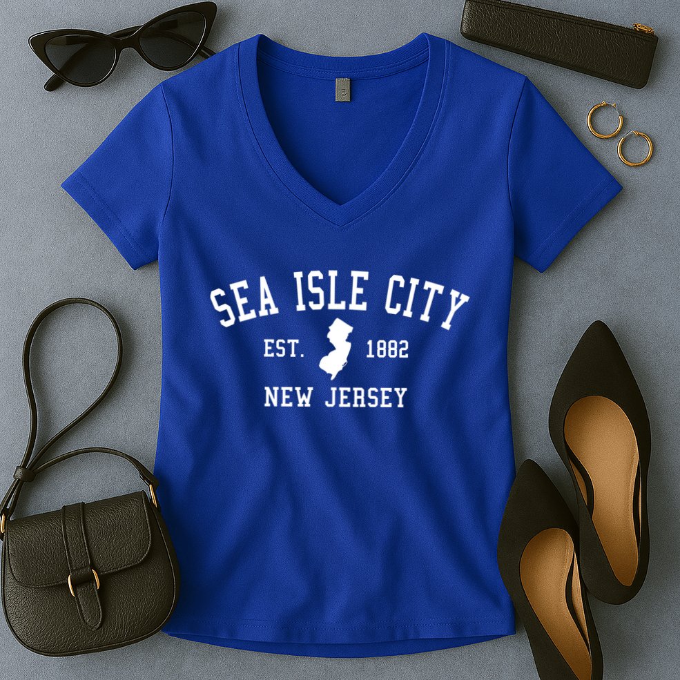 Sea Isle City New Jersey Collegiate Gift Great Gift Women's V-Neck T-Shirt
