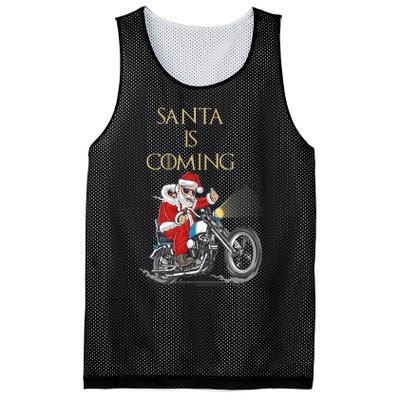 Santa Is Coming Cool Funny Santa Claus On Motorcycle Mesh Reversible Basketball Jersey Tank