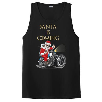 Santa Is Coming Cool Funny Santa Claus On Motorcycle PosiCharge Competitor Tank