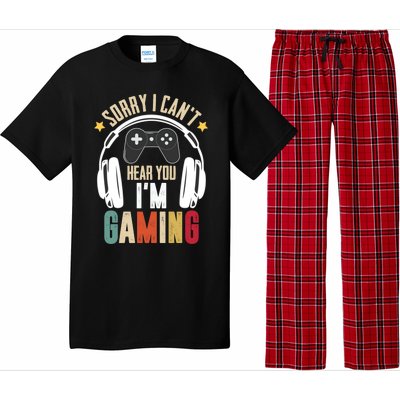 Sorry I Can't Hear You I'm Gaming Tee Funny Vintage Gaming Gift Pajama Set