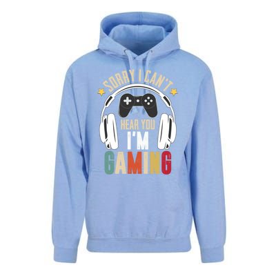 Sorry I Can't Hear You I'm Gaming Tee Funny Vintage Gaming Gift Unisex Surf Hoodie