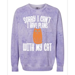 Sorry I Cant I Have Plans With My Cat Gift Colorblast Crewneck Sweatshirt