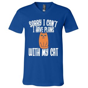 Sorry I Cant I Have Plans With My Cat Gift V-Neck T-Shirt