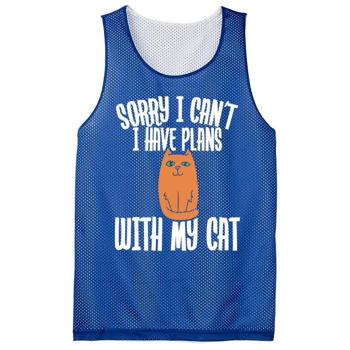 Sorry I Cant I Have Plans With My Cat Gift Mesh Reversible Basketball Jersey Tank