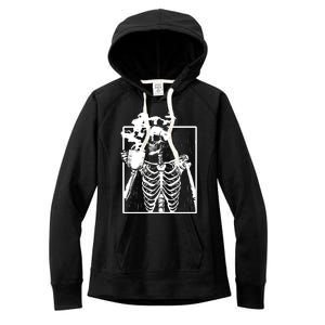 Skeleton Ing Coffee Front Design White Gift Women's Fleece Hoodie