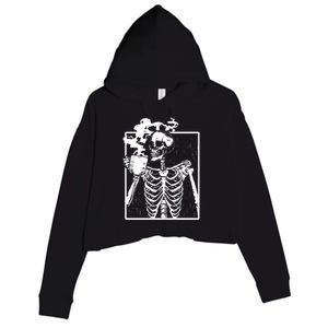 Skeleton Ing Coffee Front Design White Gift Crop Fleece Hoodie