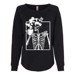 Skeleton Ing Coffee Front Design White Gift Womens California Wash Sweatshirt