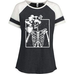 Skeleton Ing Coffee Front Design White Gift Enza Ladies Jersey Colorblock Tee