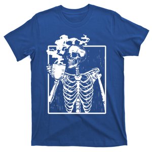 Skeleton Ing Coffee Front Design White Gift T-Shirt