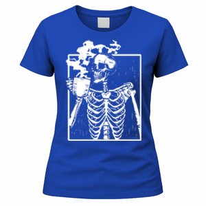 Skeleton Ing Coffee Front Design White Gift Women's T-Shirt