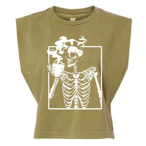 Skeleton Ing Coffee Front Design White Gift Garment-Dyed Women's Muscle Tee