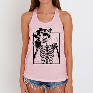 Skeleton Ing Coffee Front Design White Gift Women's Knotted Racerback Tank