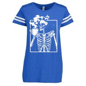 Skeleton Ing Coffee Front Design White Gift Enza Ladies Jersey Football T-Shirt