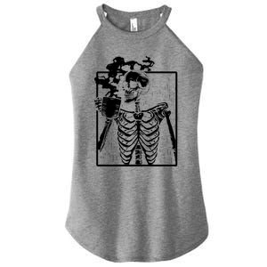 Skeleton Ing Coffee Front Design White Gift Women's Perfect Tri Rocker Tank