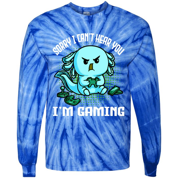 Sorry I Can't Hear You I'm Gaming Vintage Styles Axolotl Art Cute Gift Tie-Dye Long Sleeve Shirt