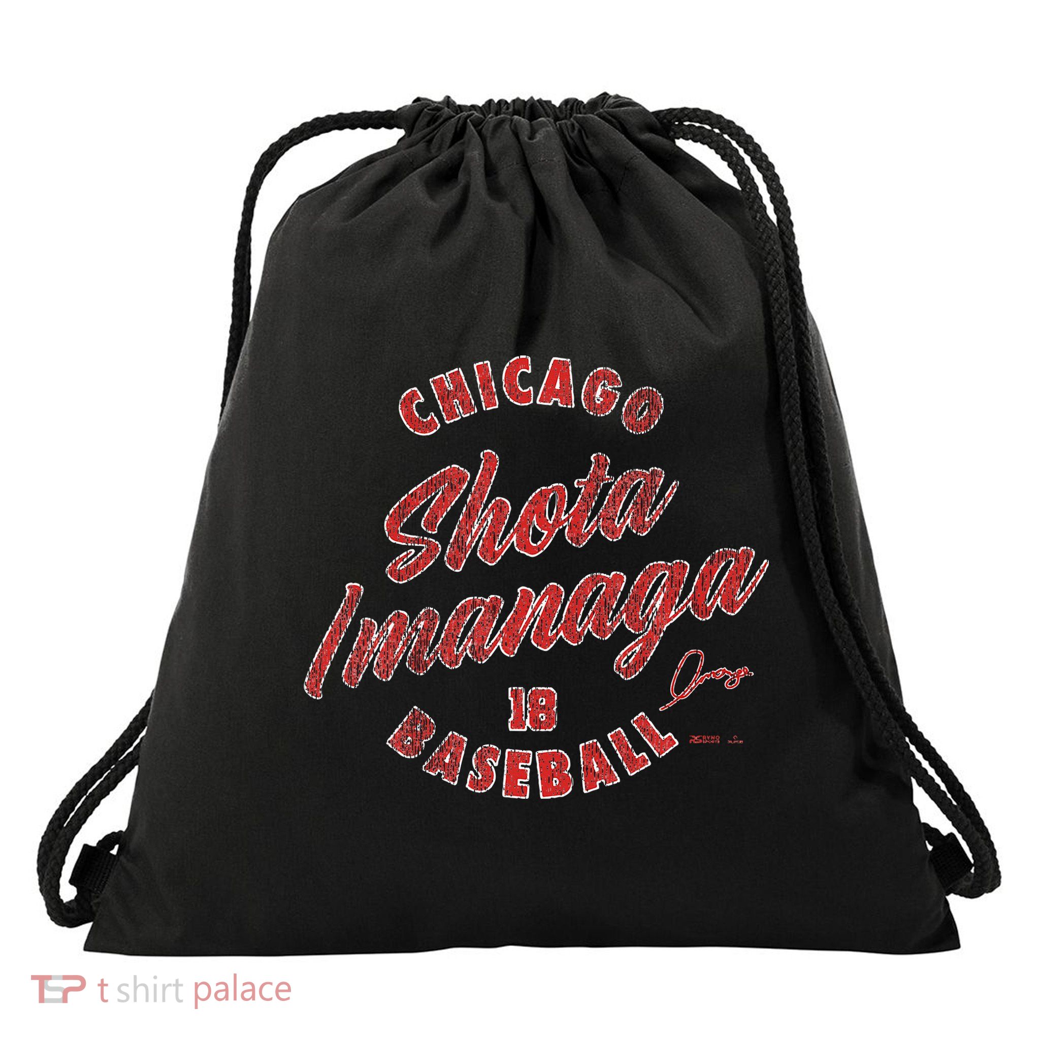 Shota Imanaga Chicago Baseball Vintage Cursive Drawstring Bag