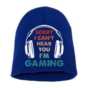 Sorry I Can't Hear You I'm Gaming Funny Gamer Gaming Cute Gift Short Acrylic Beanie