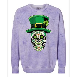 Sugar Irish Clover Skull St Patricks Day Colorblast Crewneck Sweatshirt