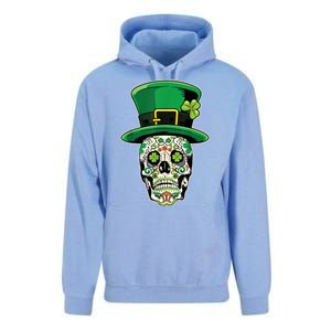 Sugar Irish Clover Skull St Patricks Day Unisex Surf Hoodie