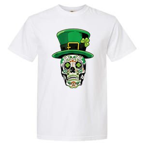 Sugar Irish Clover Skull St Patricks Day Garment-Dyed Heavyweight T-Shirt