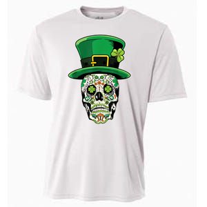 Sugar Irish Clover Skull St Patricks Day Cooling Performance Crew T-Shirt