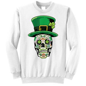 Sugar Irish Clover Skull St Patricks Day Sweatshirt