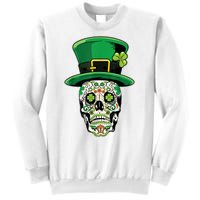 Sugar Irish Clover Skull St Patricks Day Sweatshirt