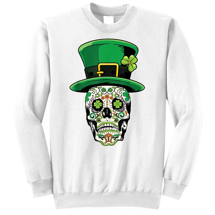 Sugar Irish Clover Skull St Patricks Day Sweatshirt