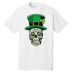 Sugar Irish Clover Skull St Patricks Day Tall T-Shirt