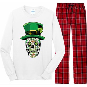 Sugar Irish Clover Skull St Patricks Day Long Sleeve Pajama Set