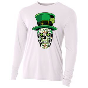 Sugar Irish Clover Skull St Patricks Day Cooling Performance Long Sleeve Crew