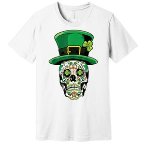 Sugar Irish Clover Skull St Patricks Day Premium T-Shirt