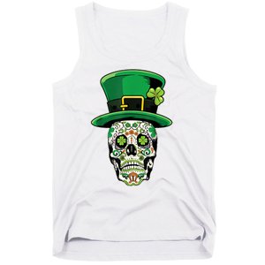 Sugar Irish Clover Skull St Patricks Day Tank Top