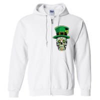 Sugar Irish Clover Skull St Patricks Day Full Zip Hoodie