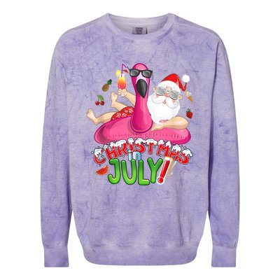 Summer In Christmas Santa Flamingo Colorblast Crewneck Sweatshirt