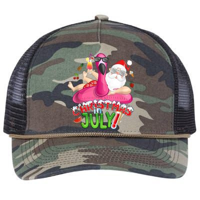 Summer In Christmas Santa Flamingo Retro Rope Trucker Hat Cap