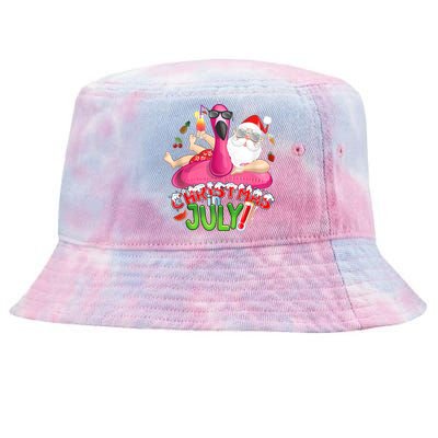 Summer In Christmas Santa Flamingo Tie-Dyed Bucket Hat