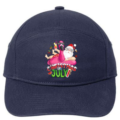 Summer In Christmas Santa Flamingo 7-Panel Snapback Hat