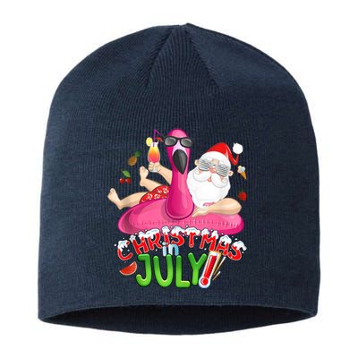 Summer In Christmas Santa Flamingo Sustainable Beanie