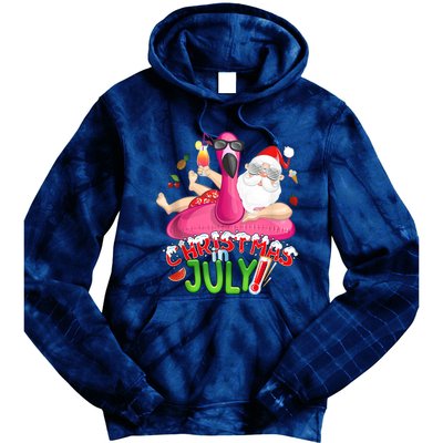 Summer In Christmas Santa Flamingo Tie Dye Hoodie