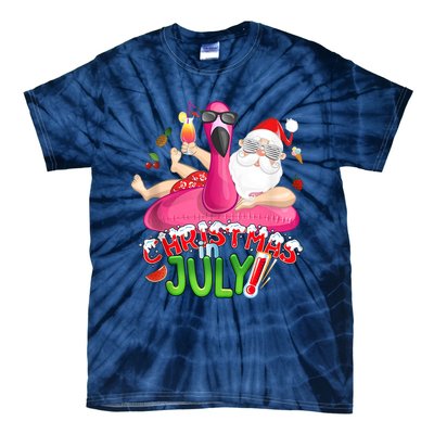 Summer In Christmas Santa Flamingo Tie-Dye T-Shirt