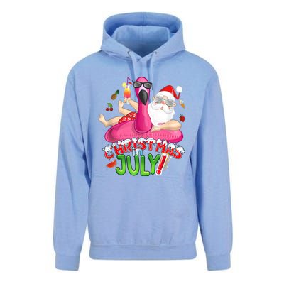 Summer In Christmas Santa Flamingo Unisex Surf Hoodie