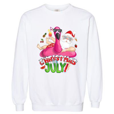 Summer In Christmas Santa Flamingo Garment-Dyed Sweatshirt