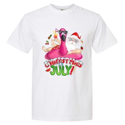 Summer In Christmas Santa Flamingo Garment-Dyed Heavyweight T-Shirt