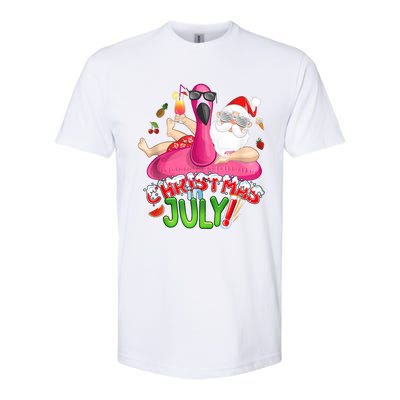 Summer In Christmas Santa Flamingo Softstyle CVC T-Shirt