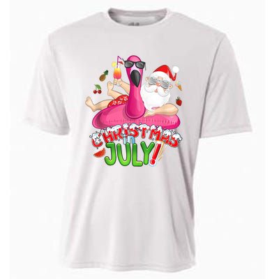 Summer In Christmas Santa Flamingo Cooling Performance Crew T-Shirt